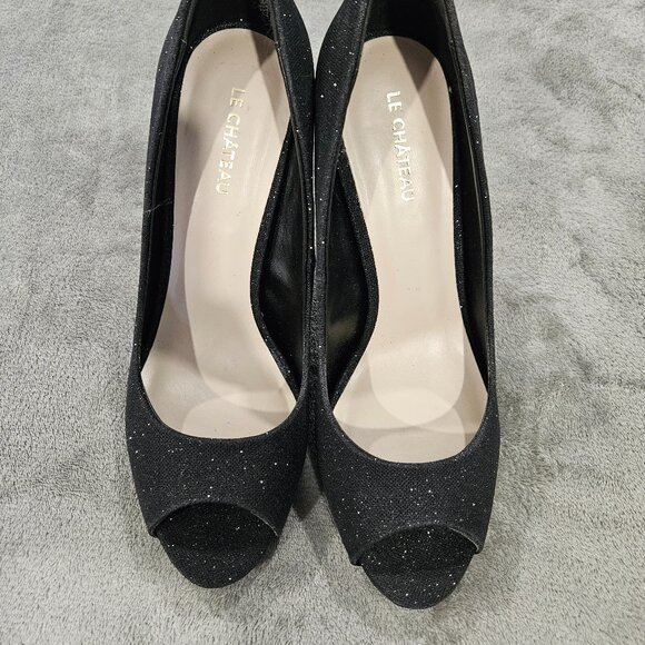 Le Chateau Black Glitter Pumps - Picture 1 of 4